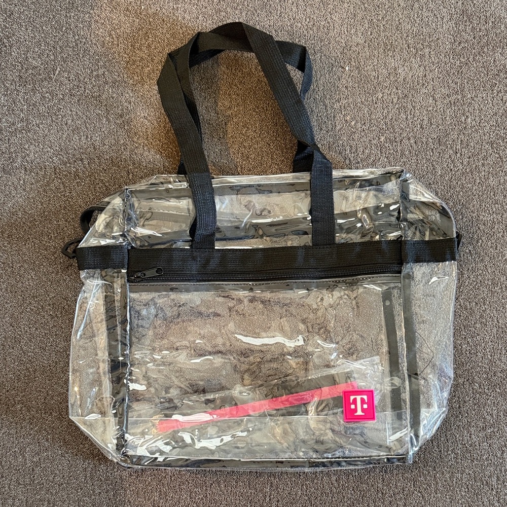 T Mobile Stadium Concert Bag Tote Shoulder Strap Clear Black Pink NEW 12x12x5
